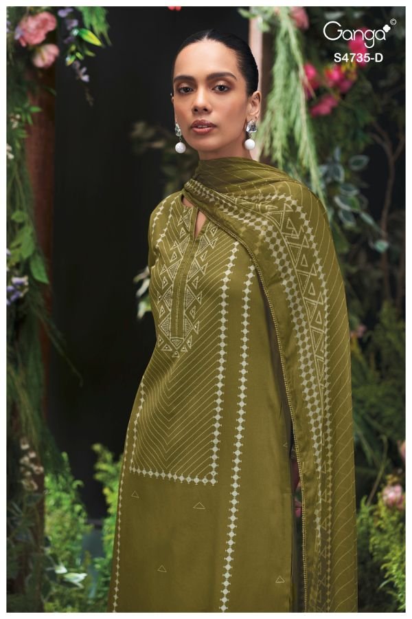 Ganga Fashion Kiyanshi S4735 Cotton Satin Suit S4735-D