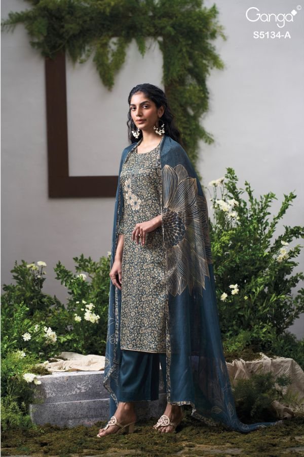 Ganga Fashion Mithila S5134 Cotton Satin Suit S5134-A