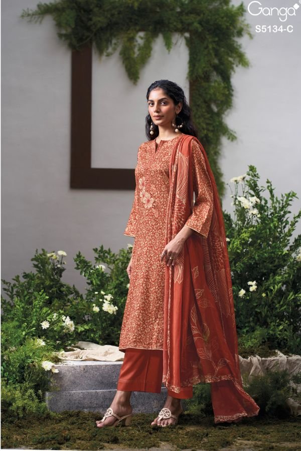 Ganga Fashion Mithila S5134 Cotton Satin Suit S5134-C
