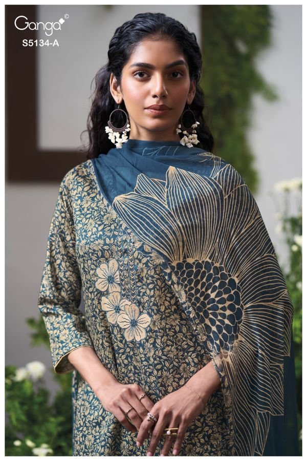 Ganga Fashion Mithila S5134 Cotton Satin Suit S5134-A
