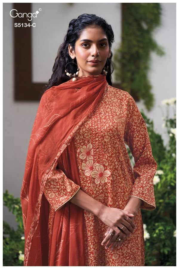 Ganga Fashion Mithila S5134 Cotton Satin Suit S5134-C