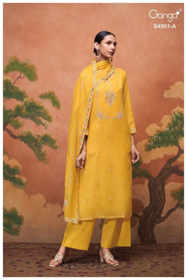 Ganga Fashion Navisha S4901 Premium Pure Mul Suit S4901-A