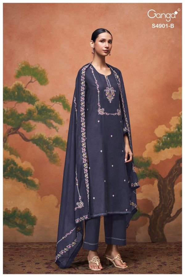 Ganga Fashion Navisha S4901 Premium Pure Mul Suit S4901-B