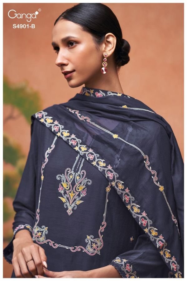 Ganga Fashion Navisha S4901 Premium Pure Mul Suit S4901-B