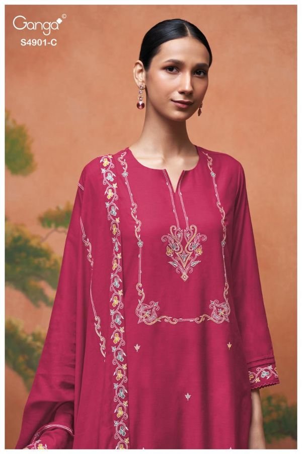 Ganga Fashion Navisha S4901 Premium Pure Mul Suit S4901-C
