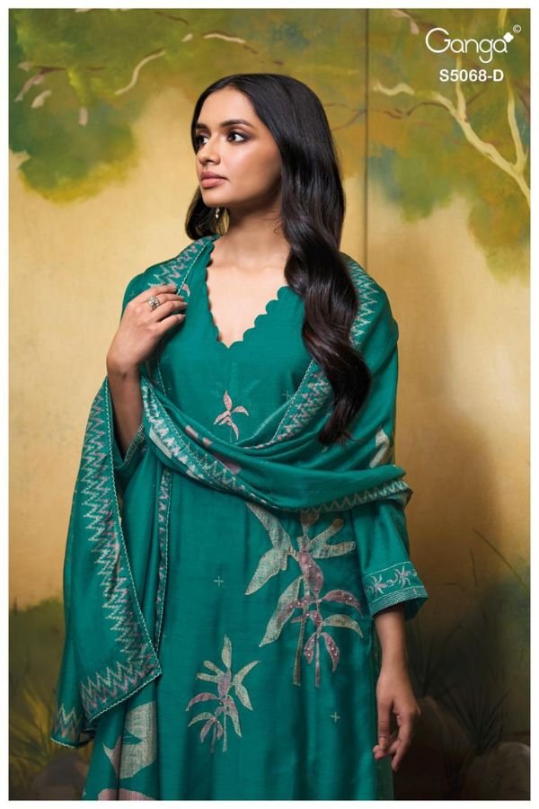 Ganga Fashion Nylah S5068 Premium Pure Silk Suit S5068-D
