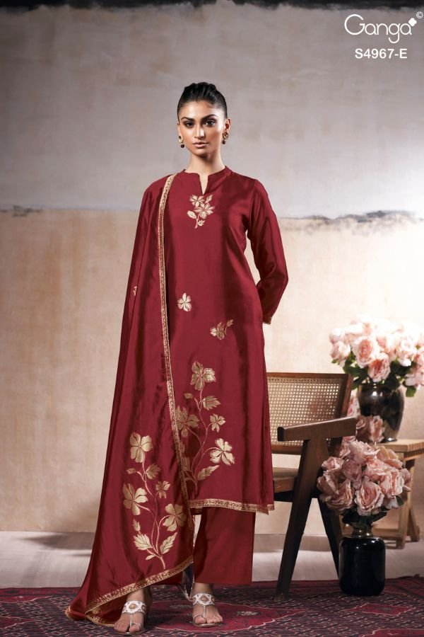 Ganga Fashion Raashii S4967 Viscose Woven Silk Suit S4967-E