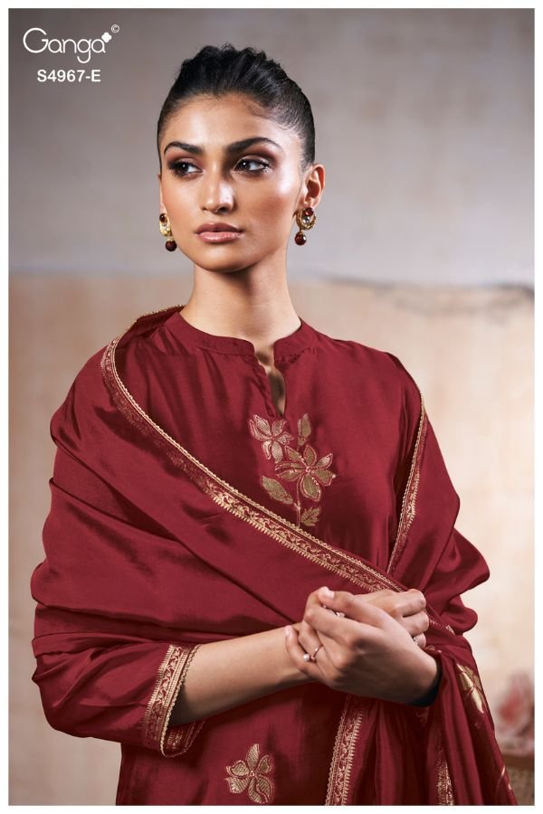 Ganga Fashion Raashii S4967 Viscose Woven Silk Suit S4967-E