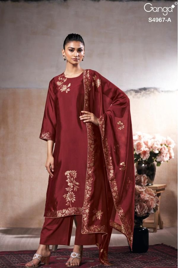 Ganga Fashion Rashii S4967 Woven Silk Suit S4967-A