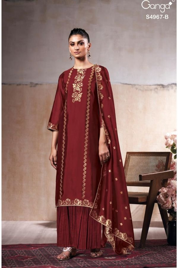 Ganga Fashion Rashii S4967 Woven Silk Suit S4967-B