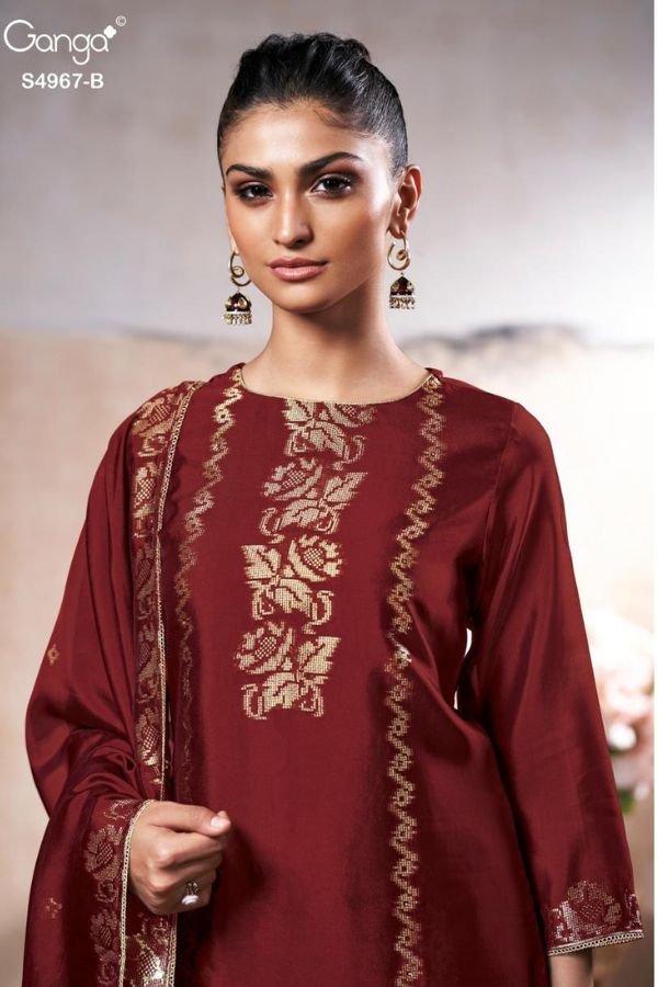 Ganga Fashion Rashii S4967 Woven Silk Suit S4967-B