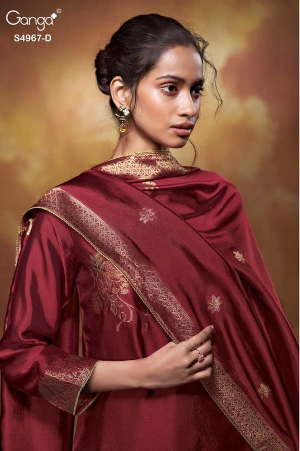 Ganga Fashion Rashii S4967 Woven Silk Suit S4967-D