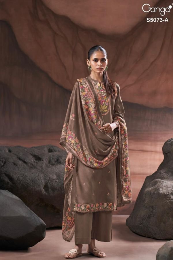 Ganga Fashion Savela S5073 Cotton Satin Suit S5073-A
