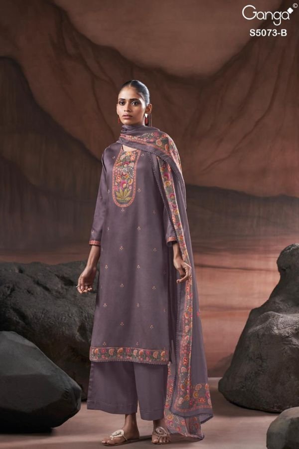 Ganga Fashion Savela S5073 Cotton Satin Suit S5073-B