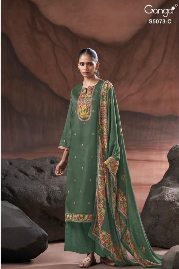 Ganga Fashion Savela S5073 Cotton Satin Suit S5073-C