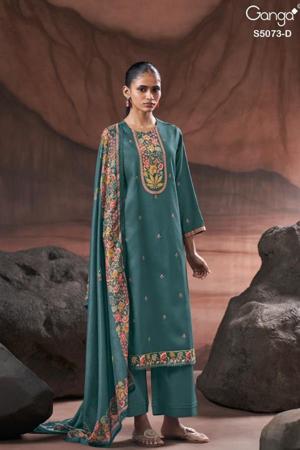 Ganga Fashion Savela S5073 Cotton Satin Suit S5073-D
