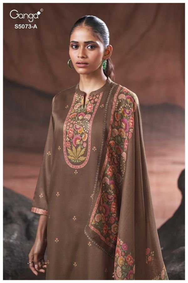 Ganga Fashion Savela S5073 Cotton Satin Suit S5073-A