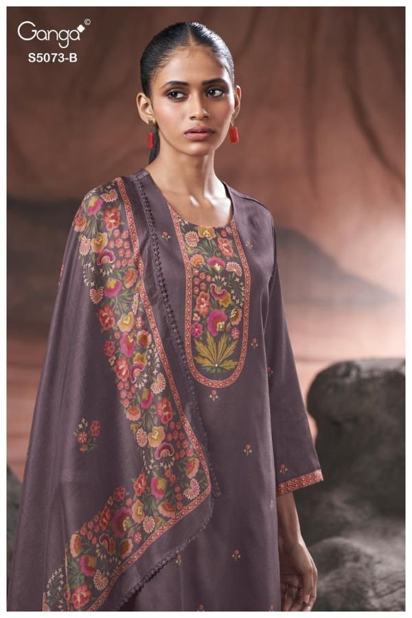 Ganga Fashion Savela S5073 Cotton Satin Suit S5073-B