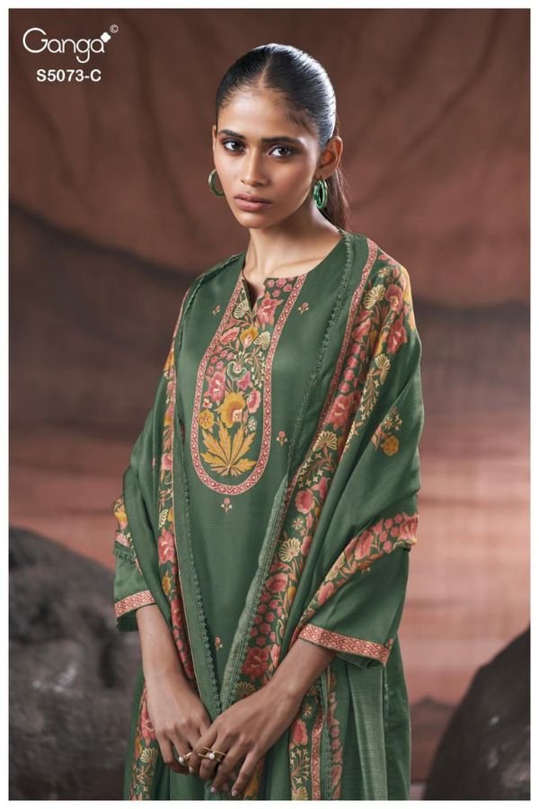 Ganga Fashion Savela S5073 Cotton Satin Suit S5073-C