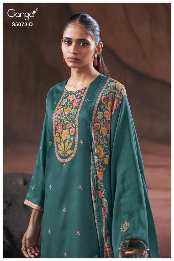Ganga Fashion Savela S5073 Cotton Satin Suit S5073-D