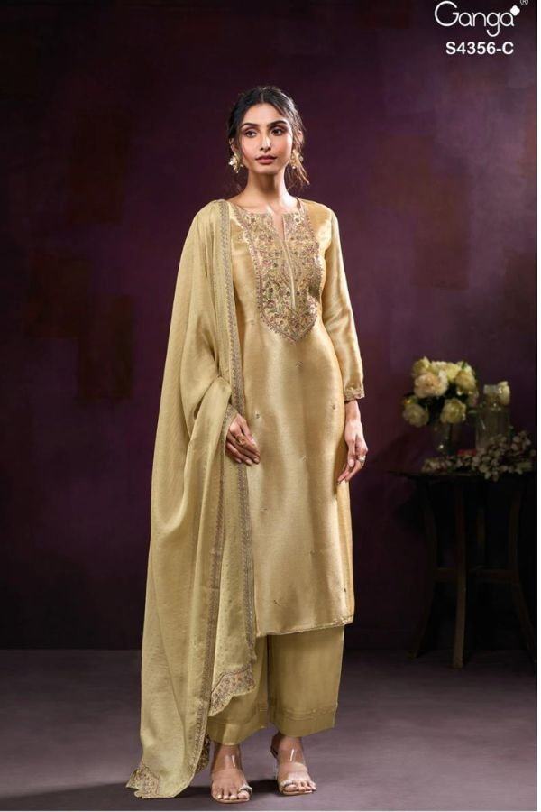 Ganga Fashion Tveya S4356 Premium Pure Silk Suit S4356-C