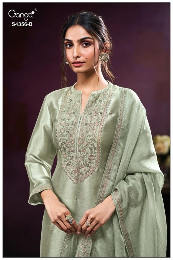 Ganga Fashion Tveya S4356 Premium Pure Silk Suit S4356-B