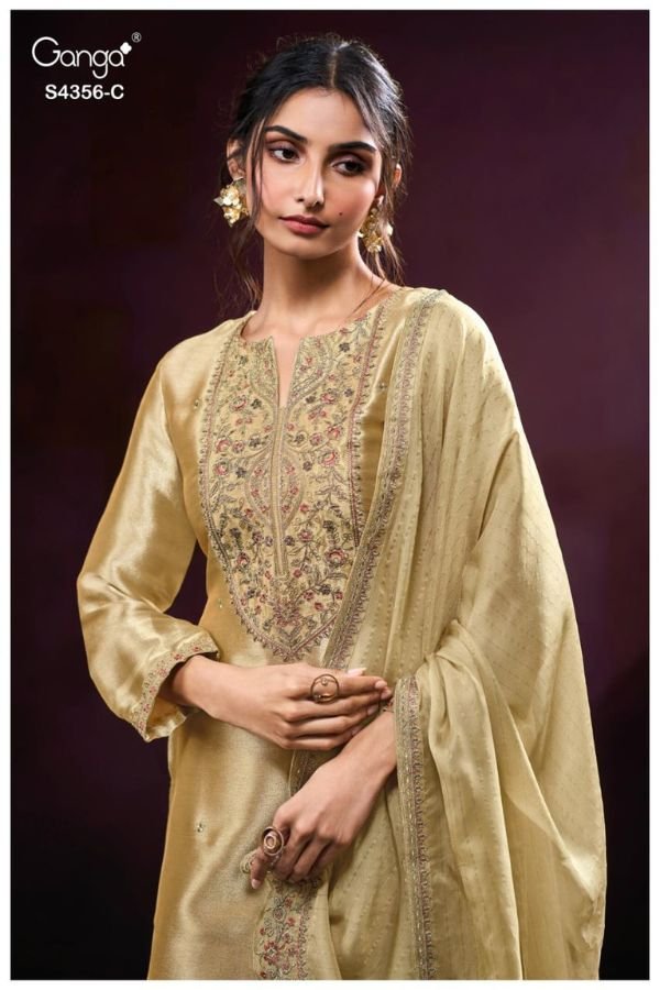 Ganga Fashion Tveya S4356 Premium Pure Silk Suit S4356-C