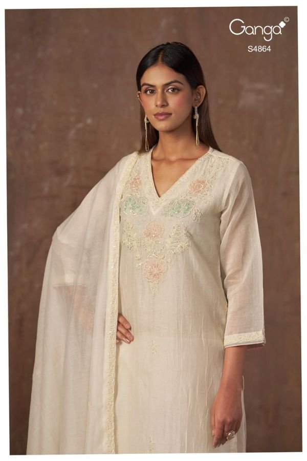 Ganga Fashion Udita S4864 Banarasi Mul Suit S4864