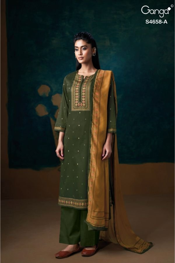 Ganga Fashion Venisha S4658 Cotton Satin Suit S4658-A