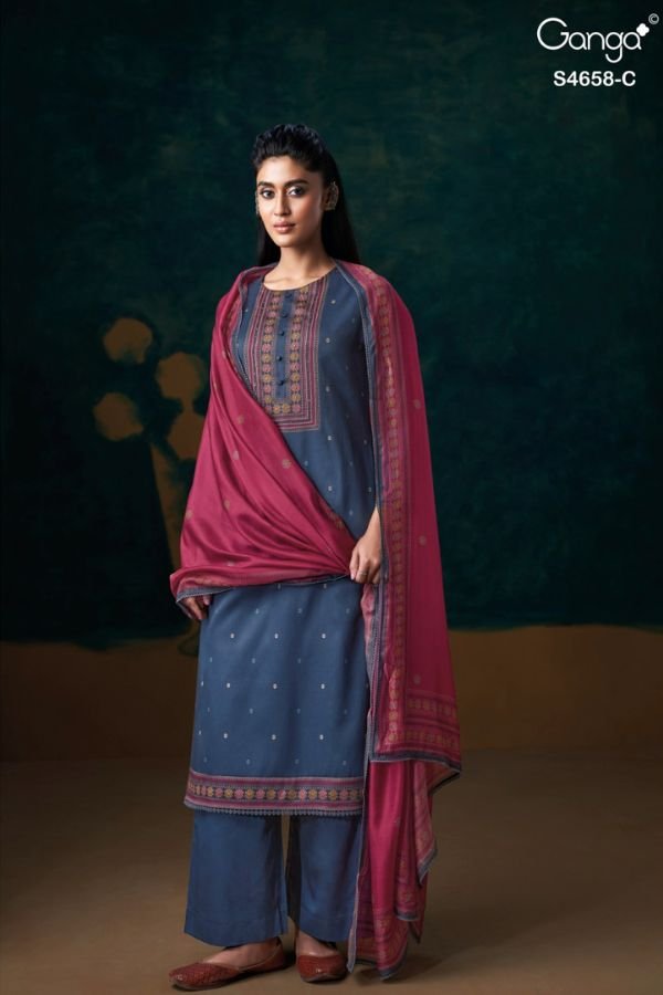 Ganga Fashion Venisha S4658 Cotton Satin Suit S4658-C