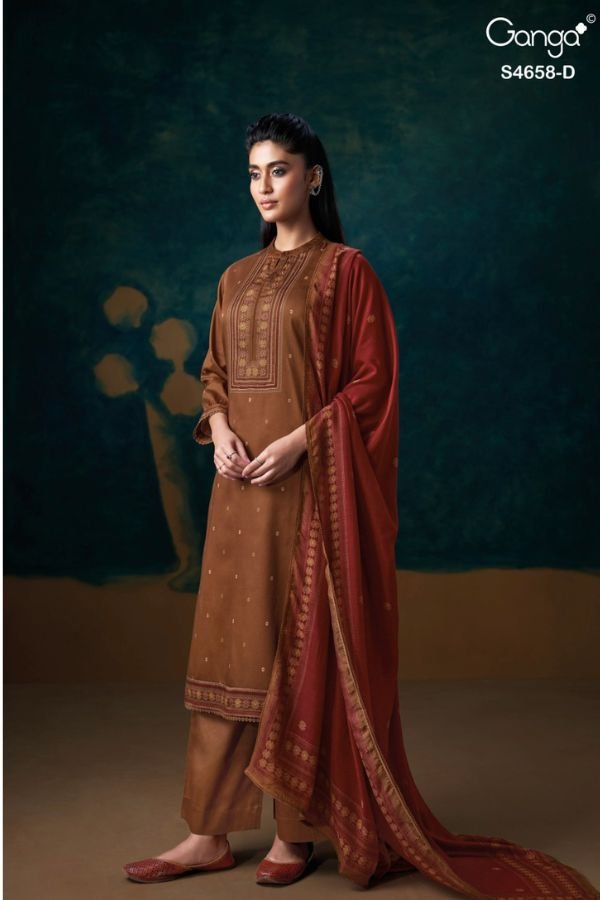 Ganga Fashion Venisha S4658 Cotton Satin Suit S4658-D