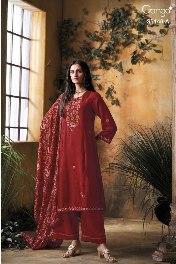 Ganga Fashion Zendaya S5148 Russian Silk Ladies Suit S5148-A