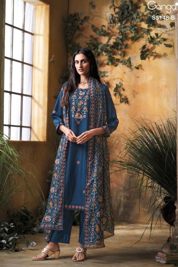 Ganga Fashion Zendaya S5148 Russian Silk Ladies Suit S5148-B