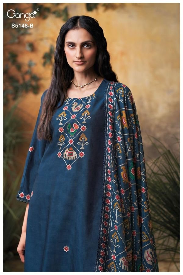 Ganga Fashion Zendaya S5148 Russian Silk Ladies Suit S5148-B
