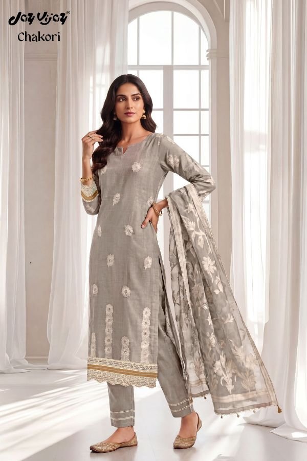 Jay Vijay Prints Chakori Pure Mal Chanderi Ladies Suit 3306-B