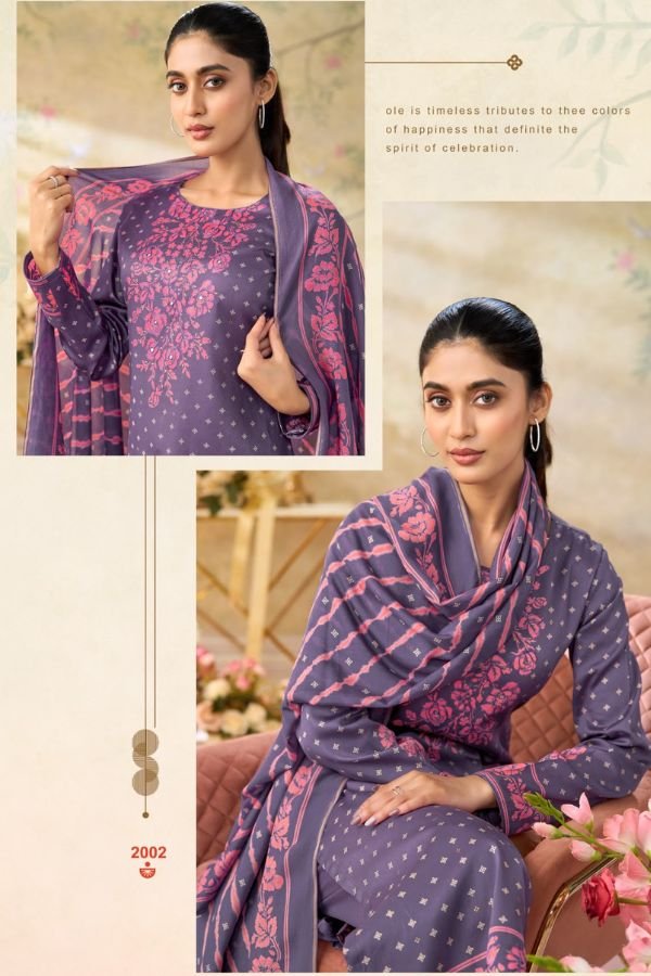 Kesar Karachi Kareena Vol 637 Jam Satin Printed Suit 2002