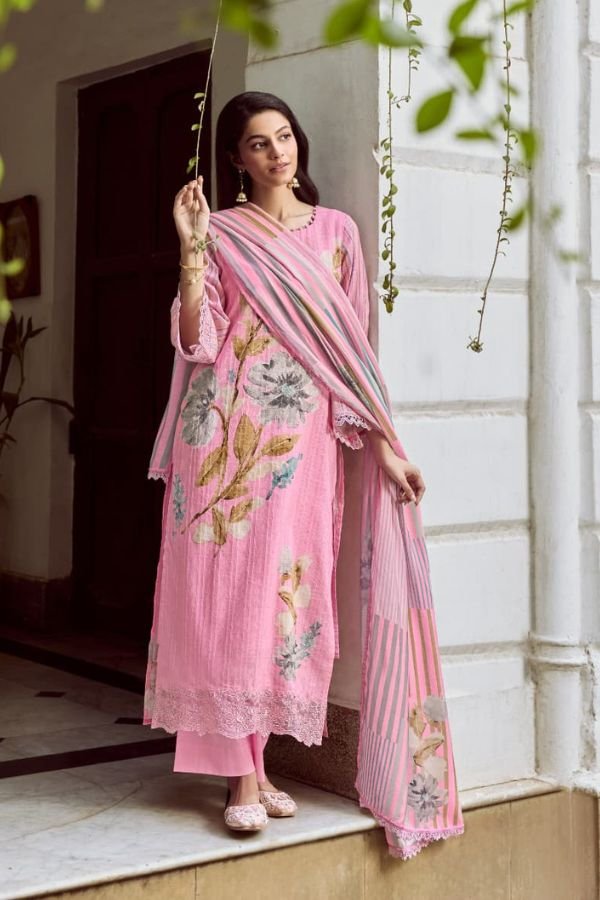 Kimora Fashion Gulabi Pure Self-Weave Cotton Suit 2402