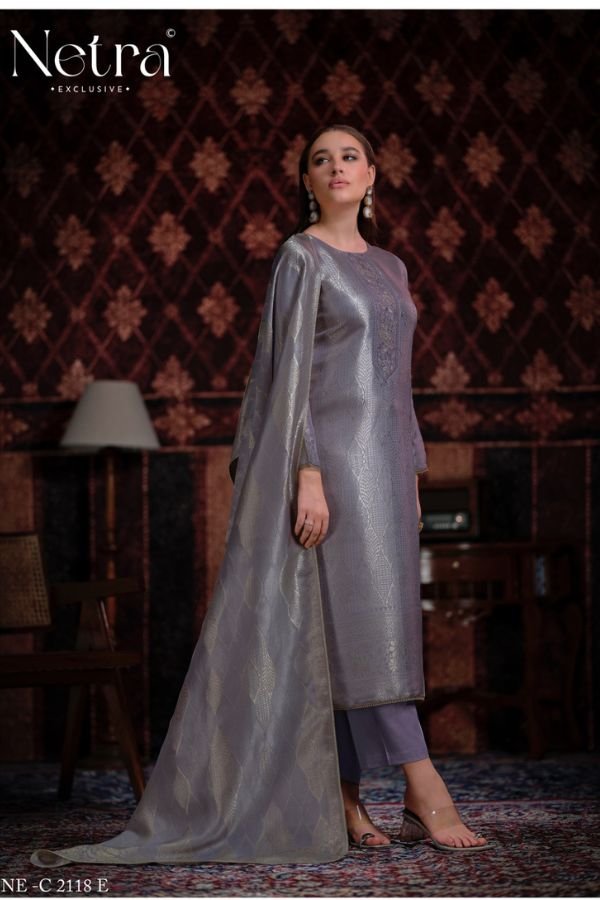 Netra Exclusive Aliya Pure Bemberg Silk Suit NE-C 2118 E