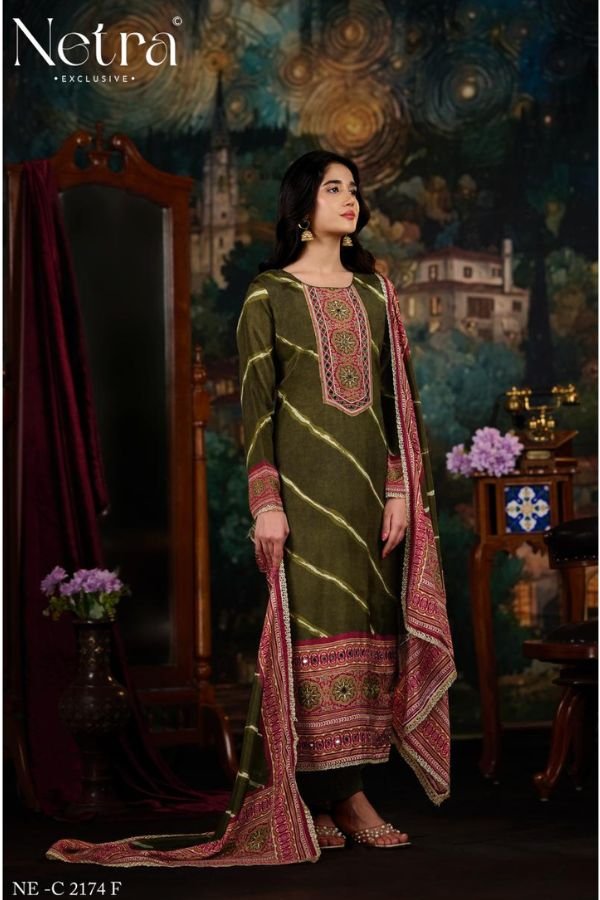 Netra Exclusive Mahek Vol-5 Muslin Ladies Suit NE-C 2174 F
