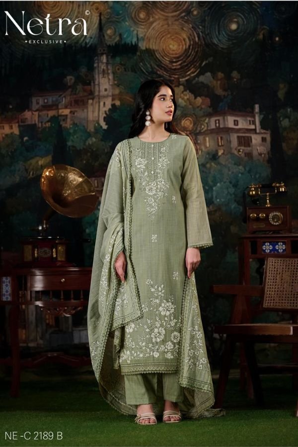 Netra Exclusive Nayanshi Pure Banarasi Mul Suit NE-C 2189 B