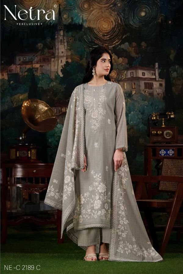 Netra Exclusive Nayanshi Pure Banarasi Mul Suit NE-C 2189 C