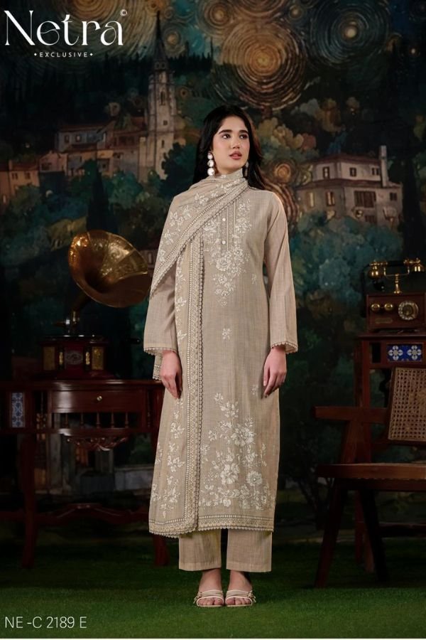 Netra Exclusive Nayanshi Pure Banarasi Mul Suit NE-C 2189 E