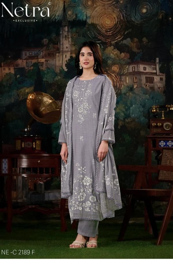 Netra Exclusive Nayanshi Pure Banarasi Mul Suit NE-C 2189 F