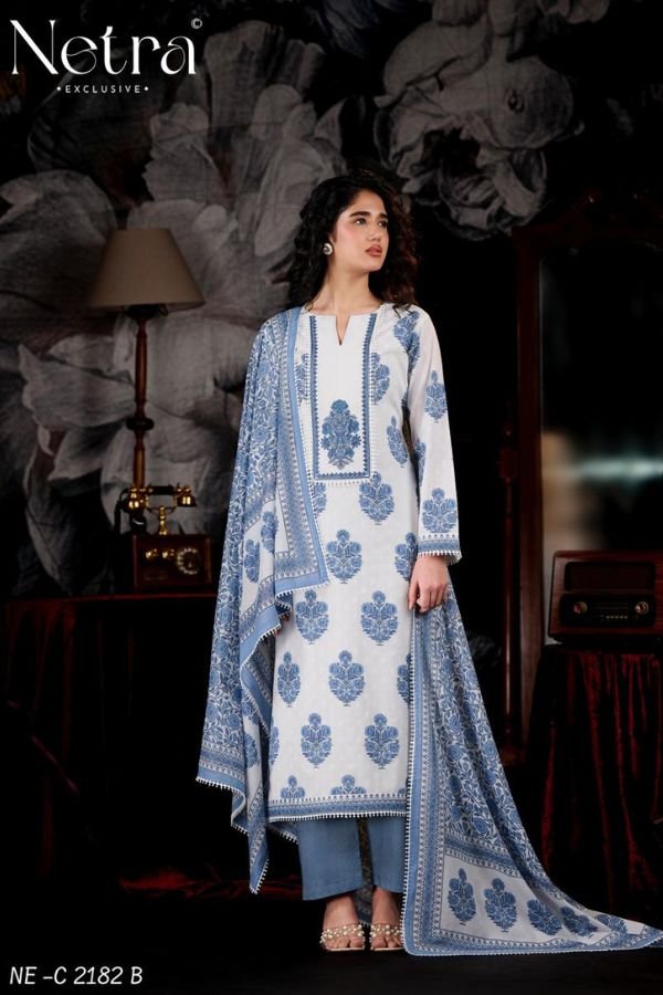Netra Exclusive Nishika Pure Mul Chanderi Suit NE-C 2182 B