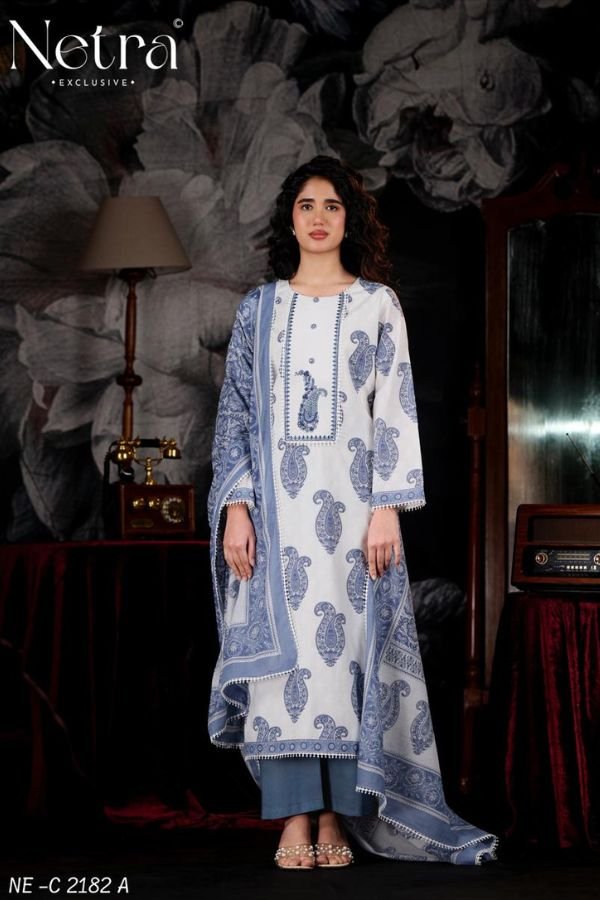 Netra Exclusive Nishika Pure Mul Chanderi Suit NE-C 2182 A
