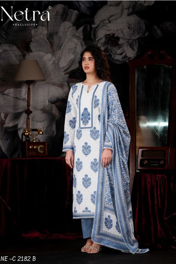 Netra Exclusive Nishika Pure Mul Chanderi Suit NE-C 2182 B