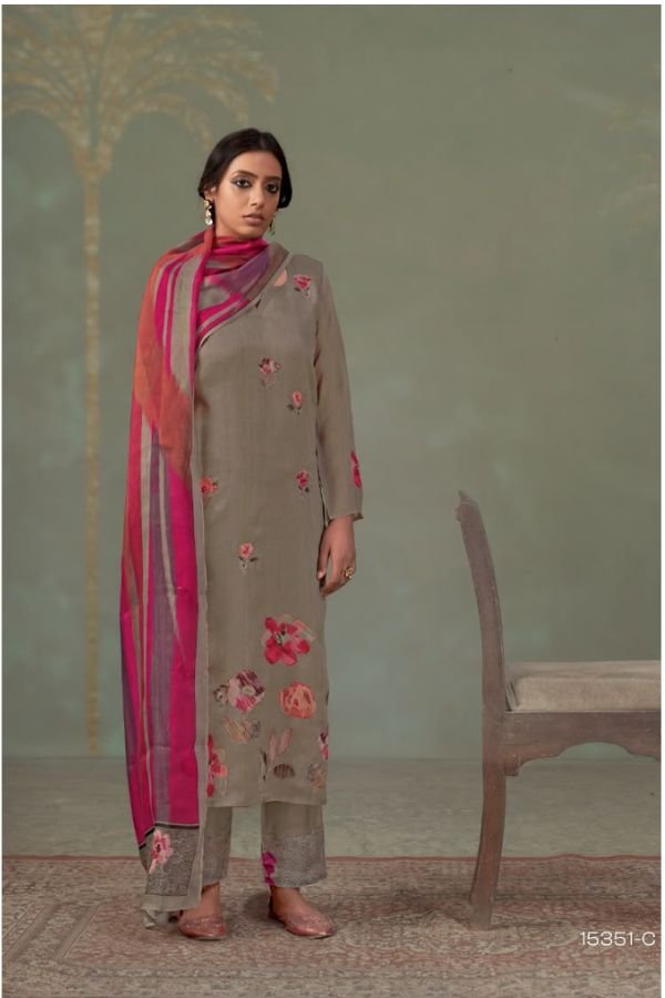 Omtex Ferisha Organza Printed Ladies Suit 15351-C