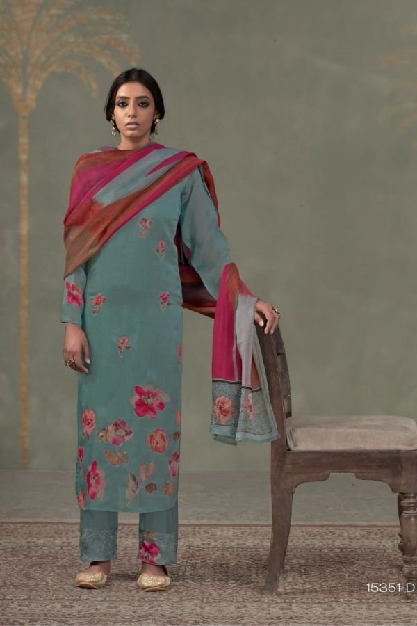 Omtex Ferisha Organza Printed Ladies Suit 15351-D