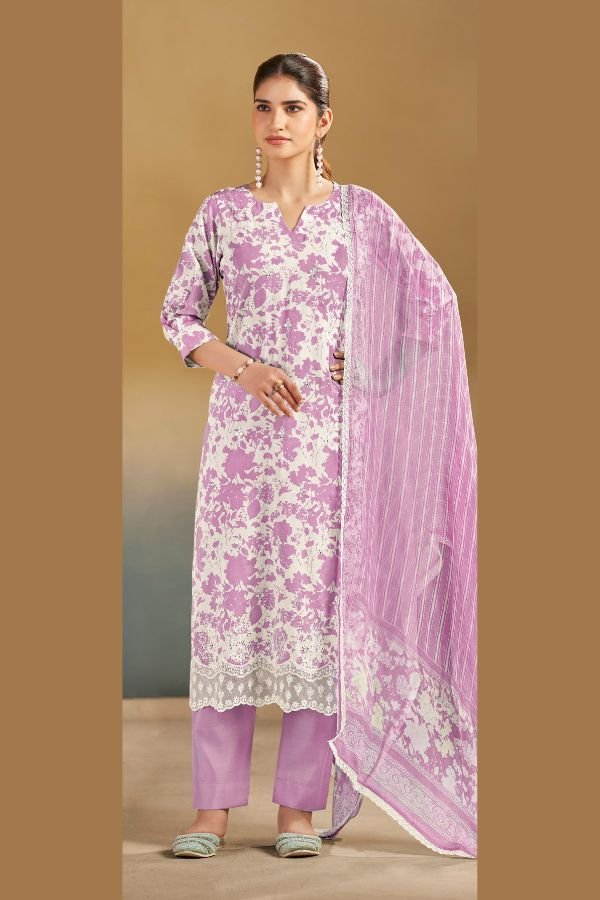 Relssa Fabrics Abir 2 Pure Giza Satin Ladies Suit 201