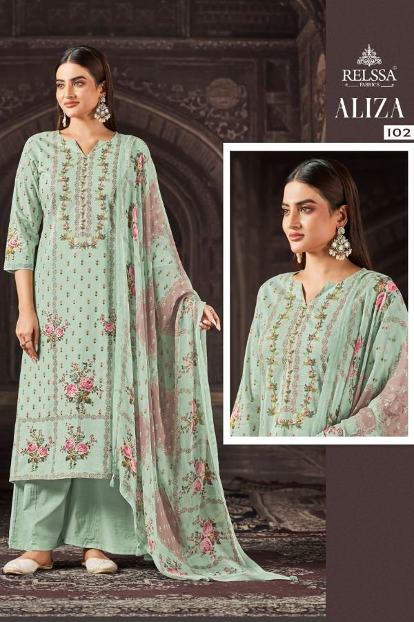 Relssa Fabrics Aliza Superior Cotton Lawn Ladies Suit 102